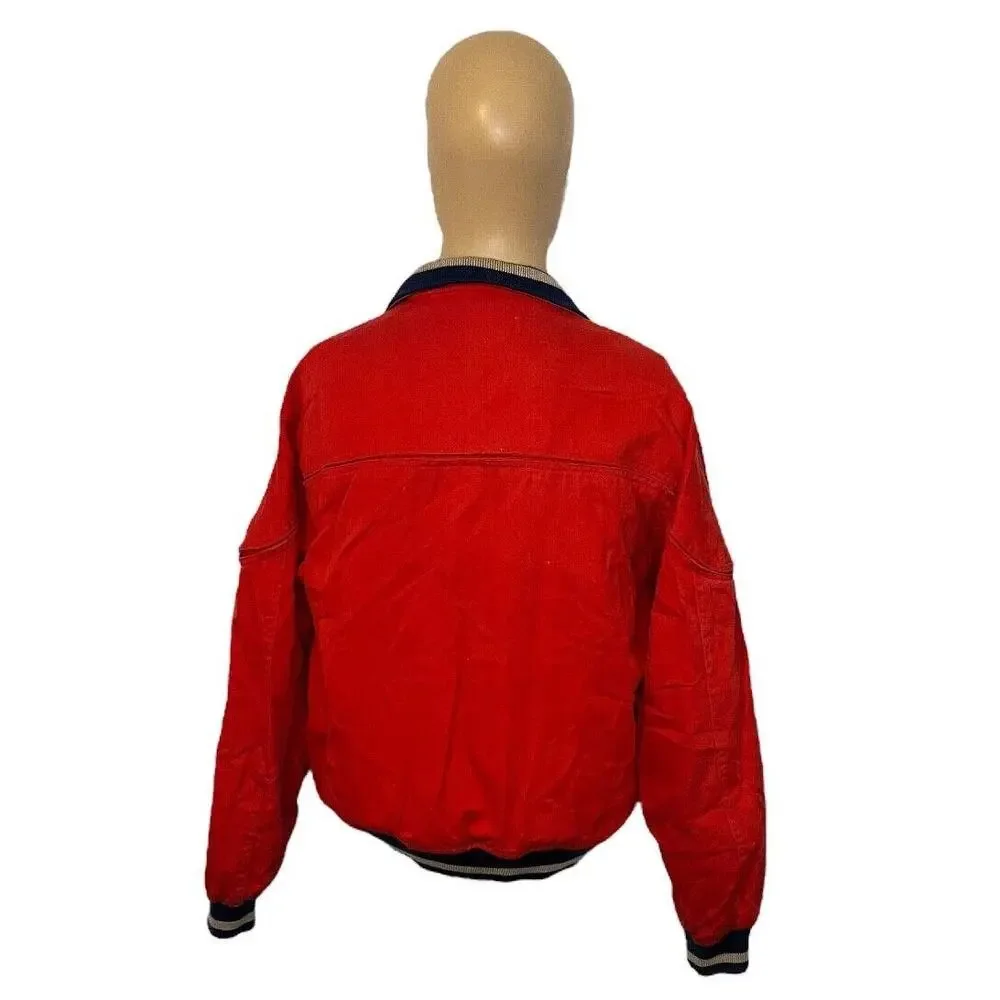 Vintage Mens Sansabelt Sport Jacket Red Full Zip Coat Pockets Size Medium